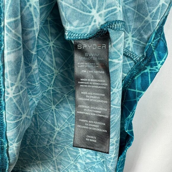 Spyder Blue Rash Guard Swim Shirt Sun Protection UPF 30 Wicking Quick Dry L - Picture 7 of 10